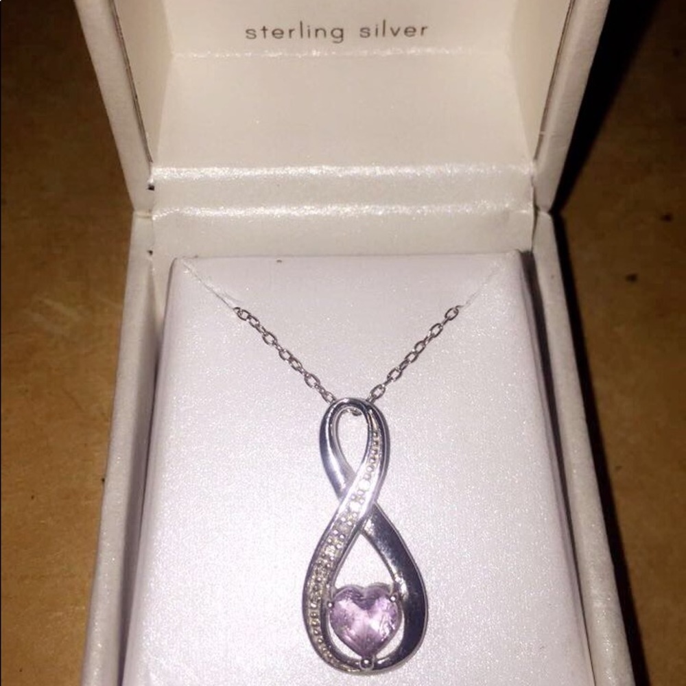 Sterling Silver Amethyst Radiant Gem Necklace